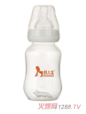 孩兒寶白色標(biāo)口無(wú)柄圓弧PP奶瓶150ml