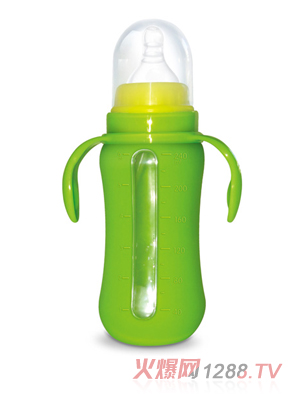 Babykin（貝沁）高硼硅玻璃+硅膠套標口弧形奶瓶140ML