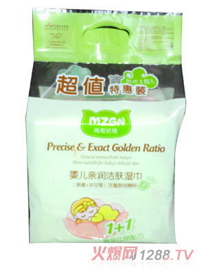 拇指姑娘嬰兒親潤(rùn)潔膚濕巾三連包