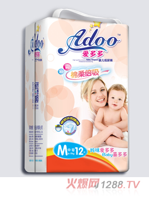 愛多多棉柔倍吸嬰兒紙尿褲M碼12片