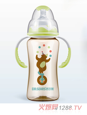 西爾斯母乳實(shí)感寬口徑握把吸管PPSU奶瓶300ML