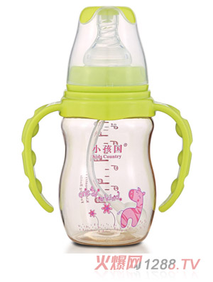 小孩國初生標(biāo)口弧形自動(dòng)PPSU奶瓶 綠色150ML